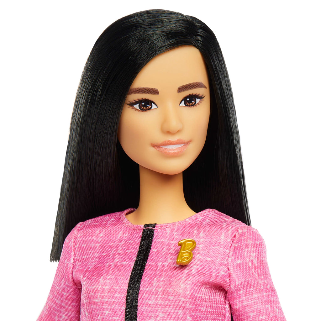 Barbie Future Leader Doll With Black Hair, 2 Golden Bracelets & Pin, Includes Sticker