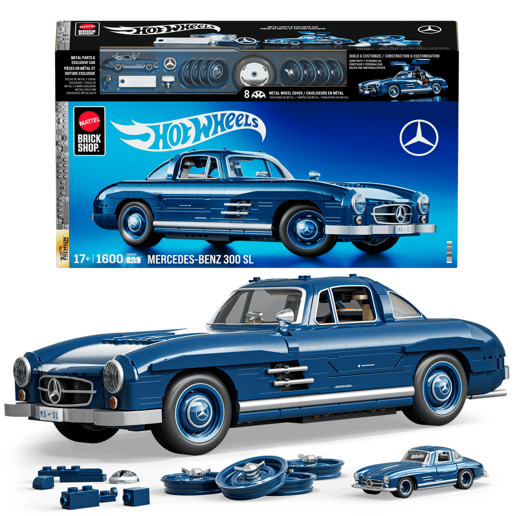 Mattel Brick Shop Hot Wheels Juguete de Construcción Premium Mercedes Benz 300 SL