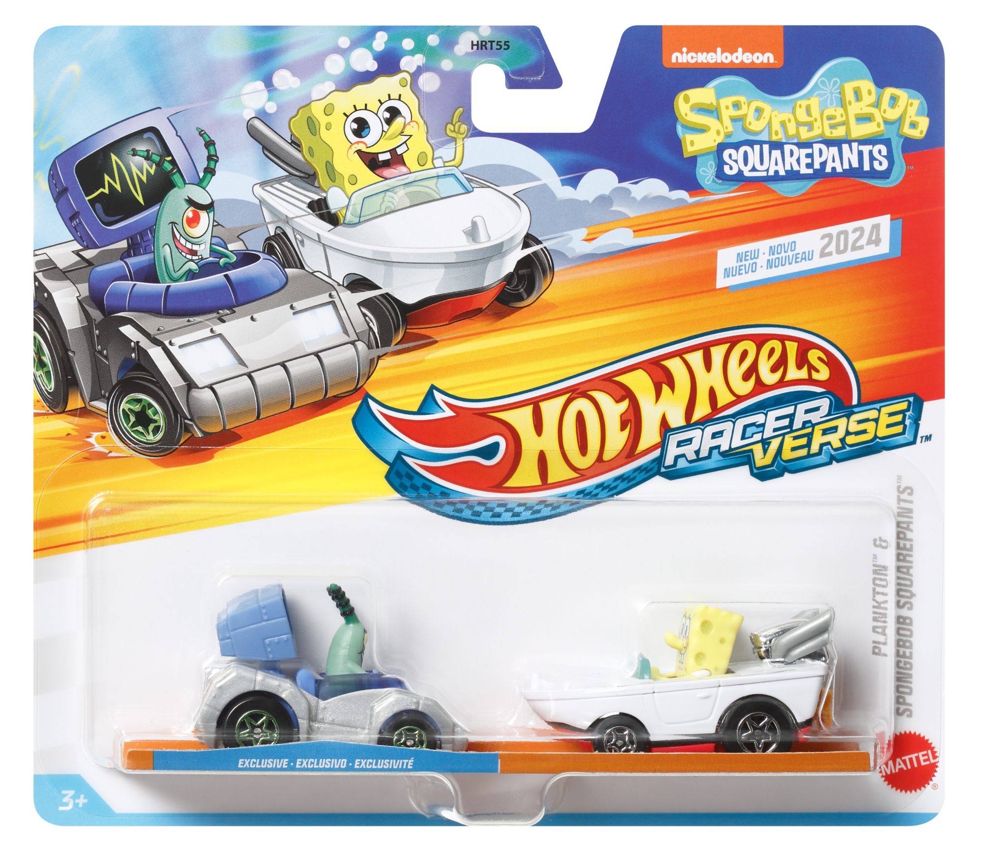Hot Wheels RacerVerse Vehículo de Juguete Bob Esponja y Plankton