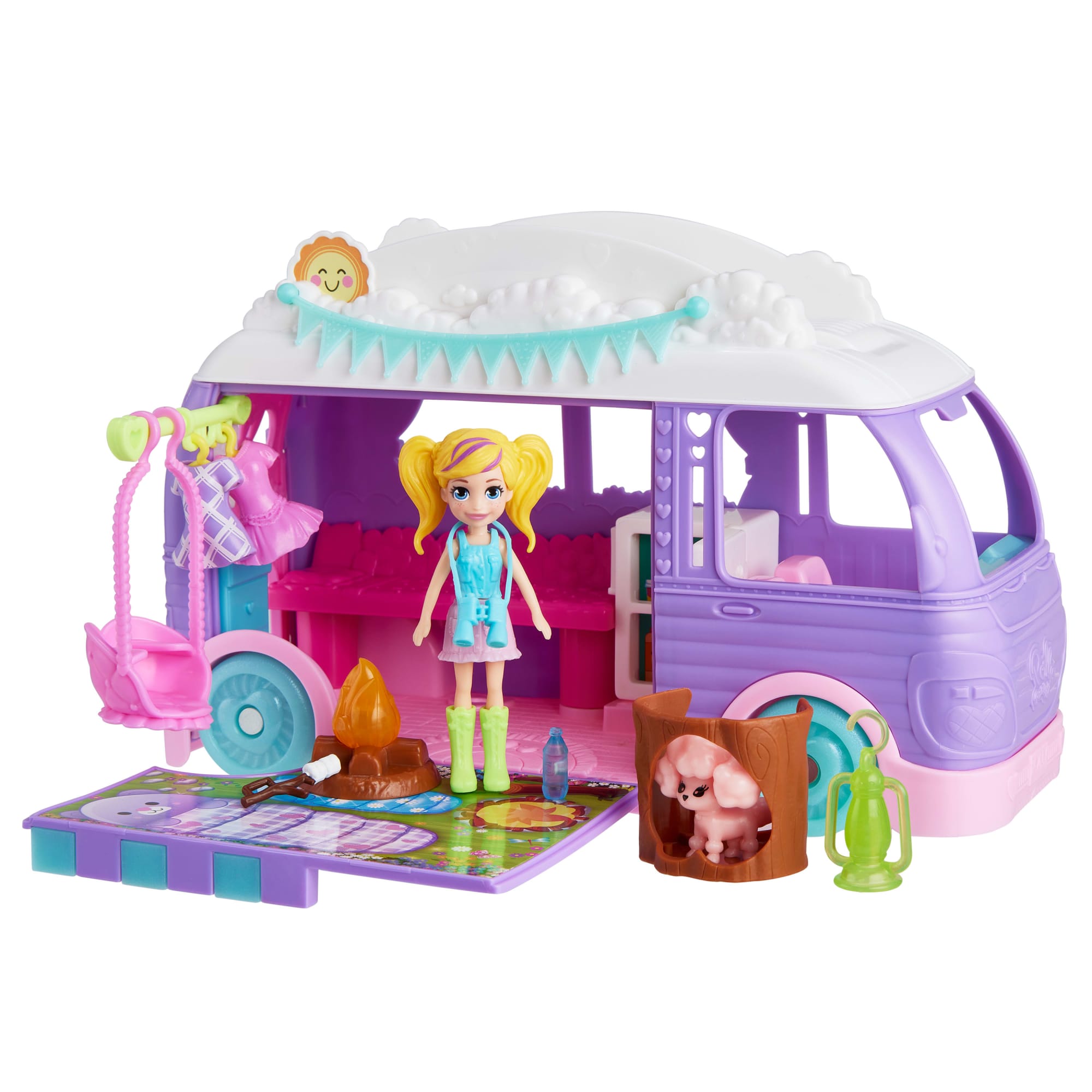Polly Pocket  Coffret de Jeu  Autocaravane de Camping Glamour