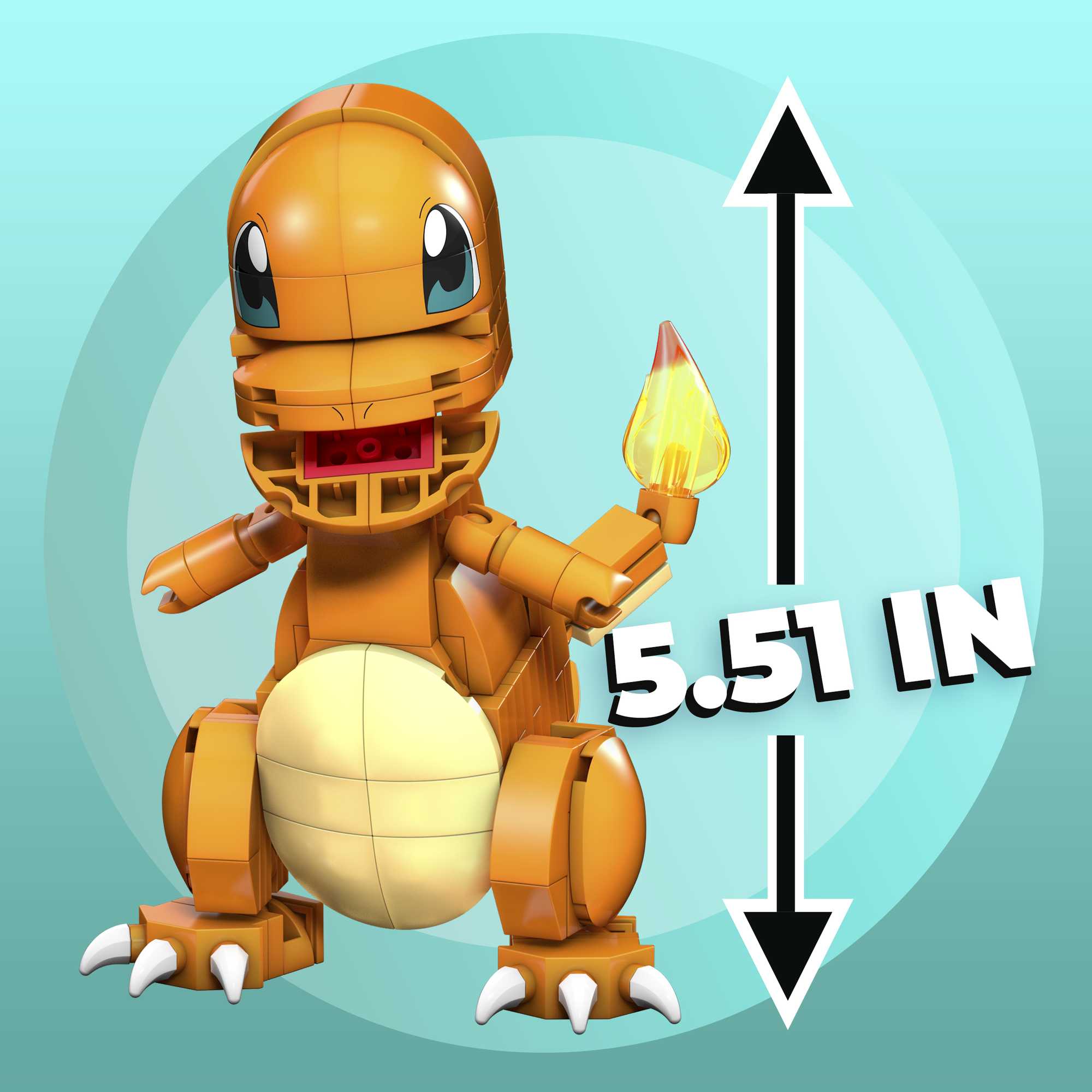 MEGA Pokémon Build & Show Charmander Toy Building Set, 4 inches Tall,