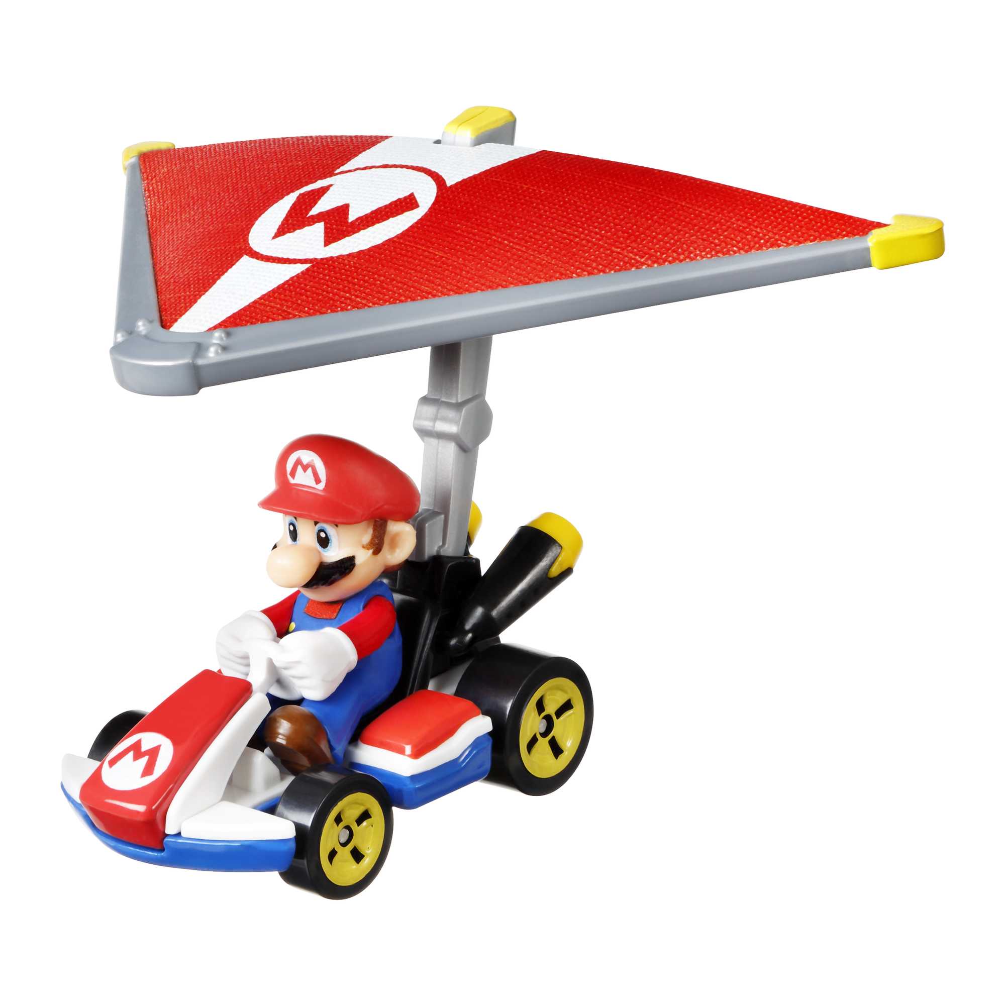 Hot Wheels Mario Kart Vehículo de Juguete Mario Estándar Kart con Super Glider