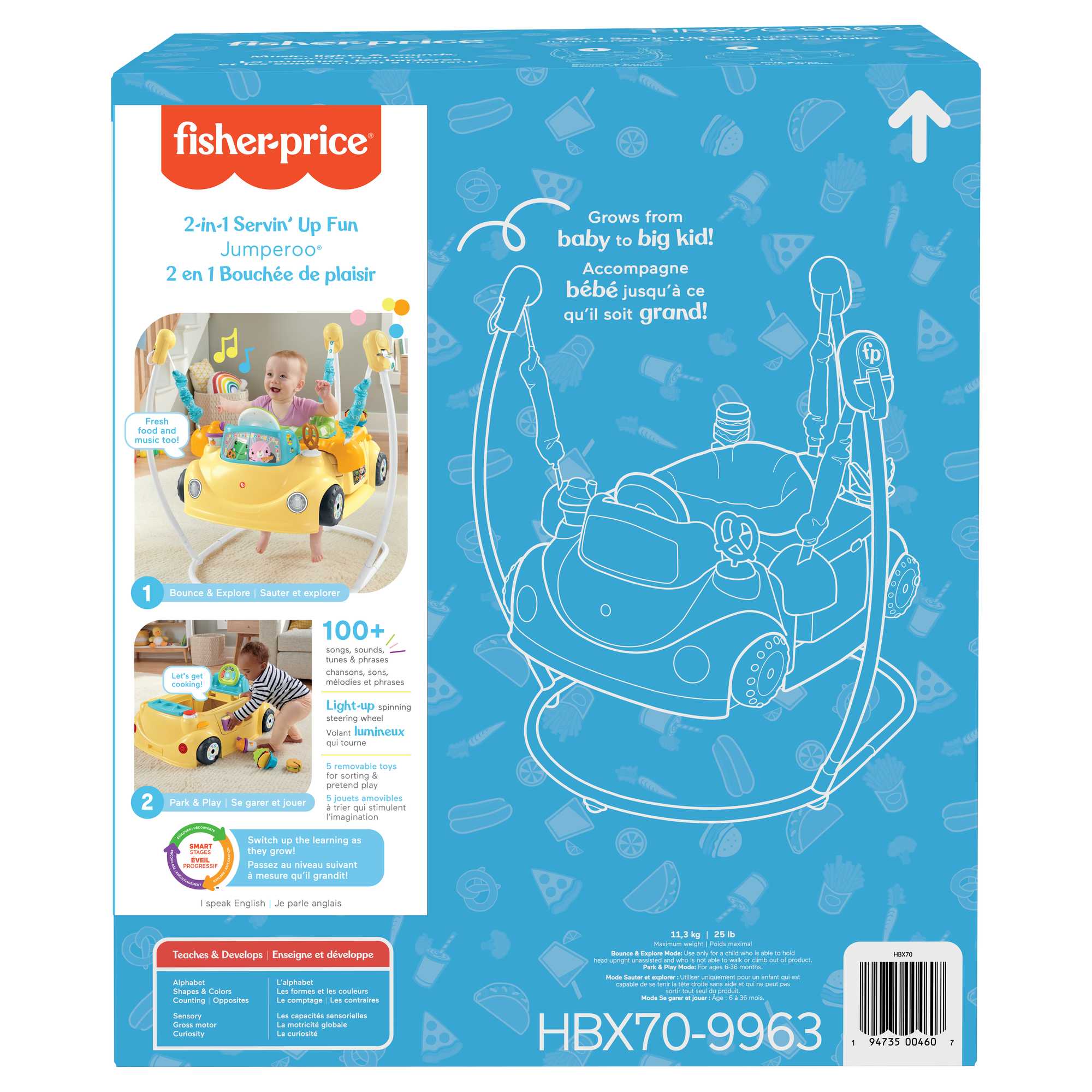 Fisher-Price  Jumperoo2 en 1Bouchée de Plaisir, Centre D’Activités