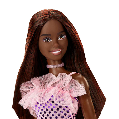 Barbie Fashion & Beauty Muñeca Glitz Vestido de Noche Rosa