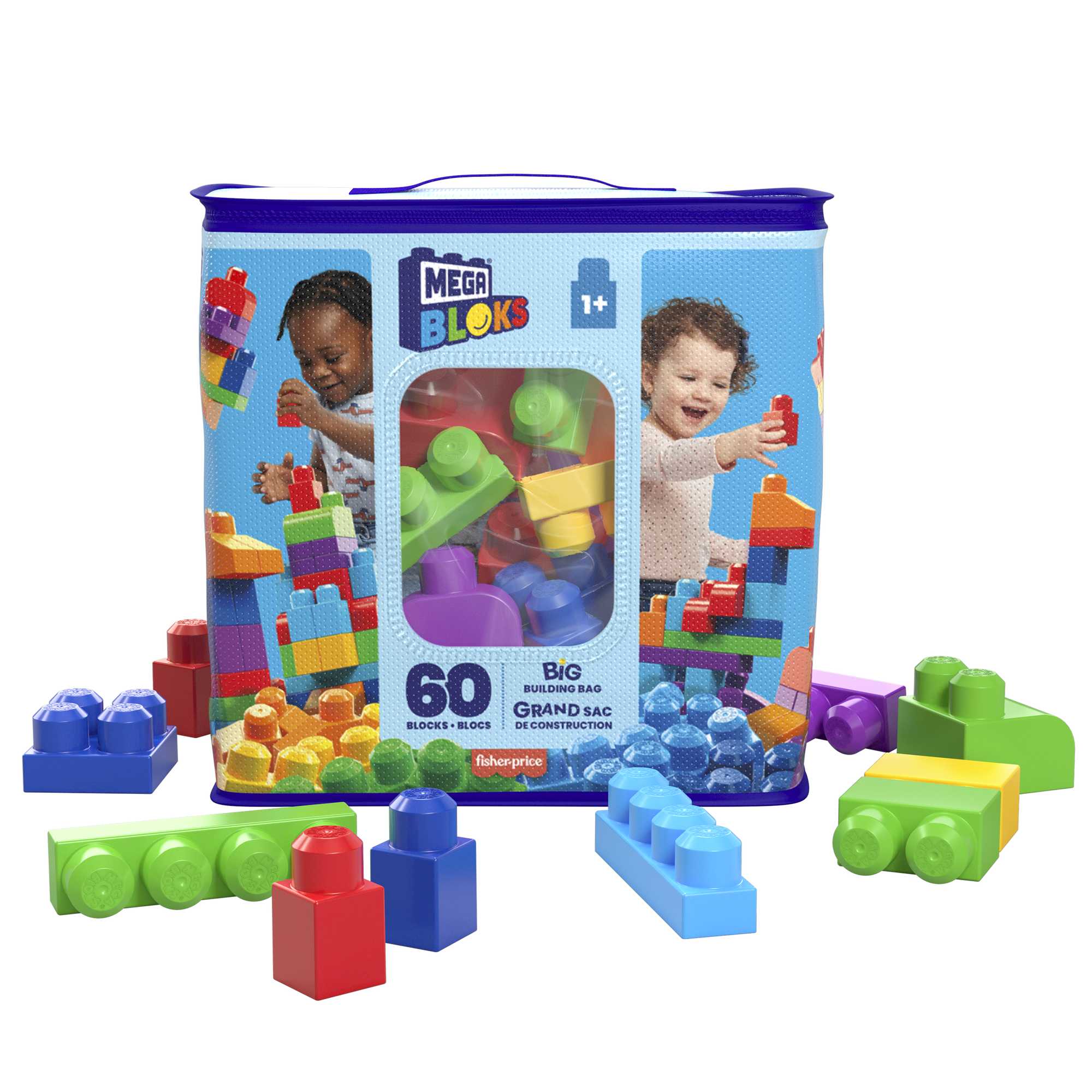 Mega Bloks Jogo de Construção Bolsa de Construção de 60 peças azul