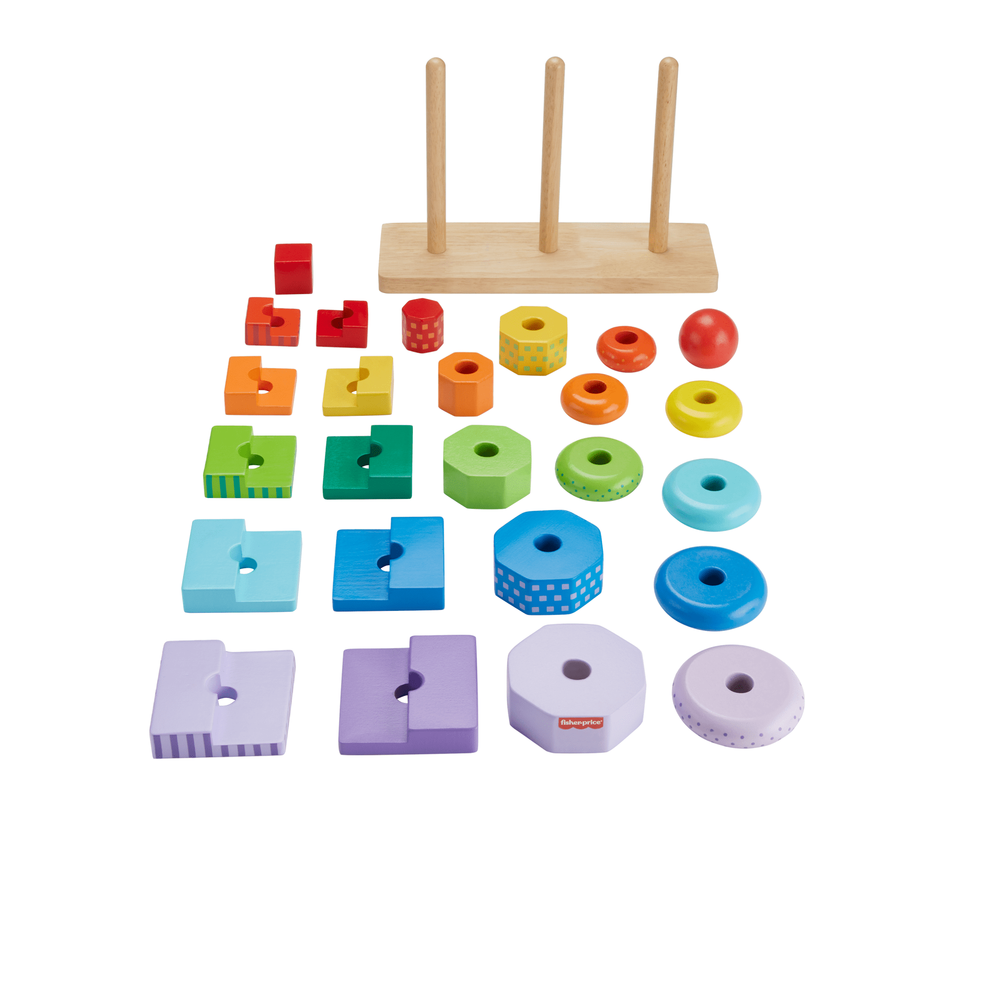 Fisher-Price Trieur de Formes Empilo en Bois, Triage, 26 Éléments