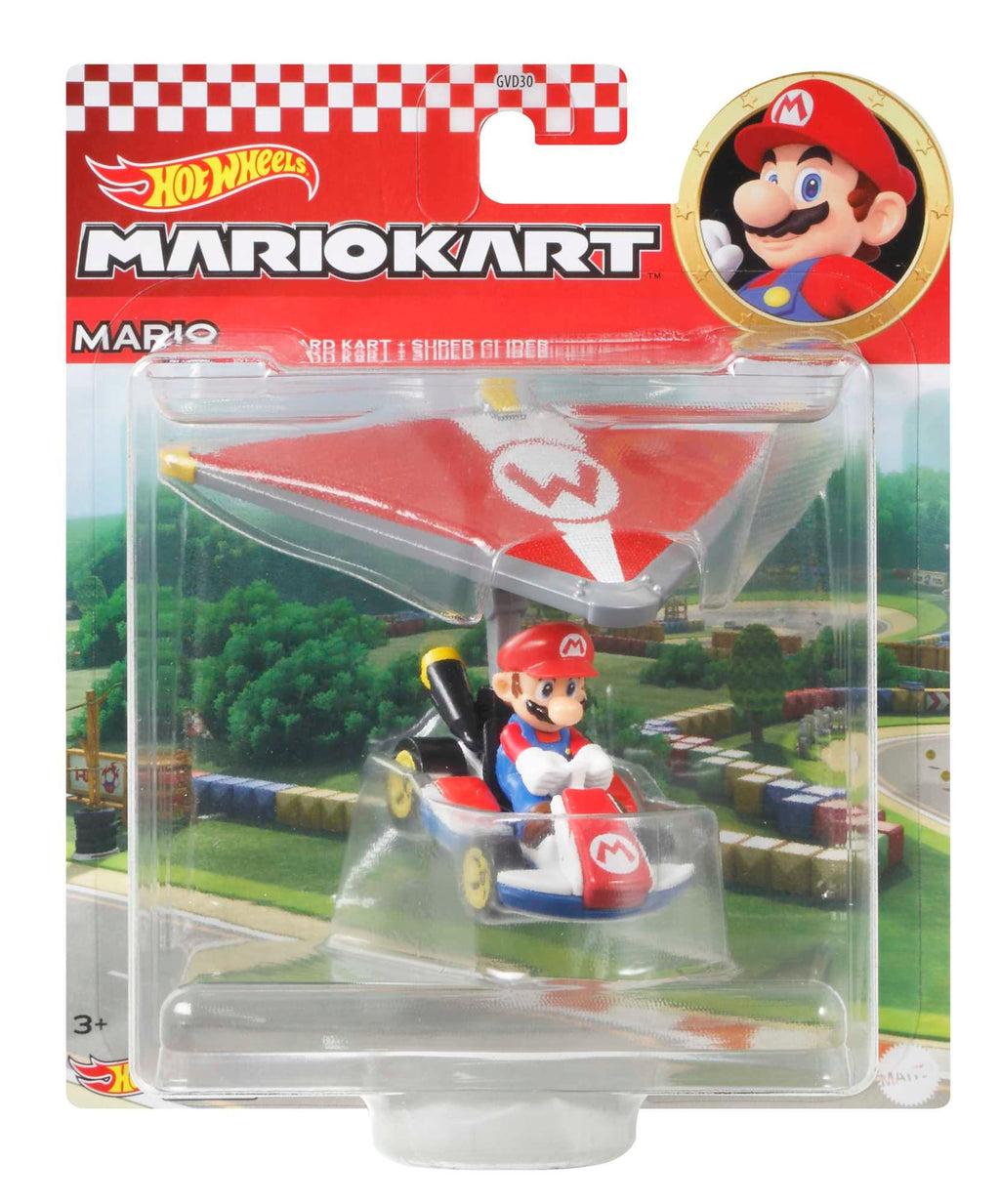 Hot Wheels Mario Kart Veículo de Brinquedo Mário Padrão Kart com Super Glider