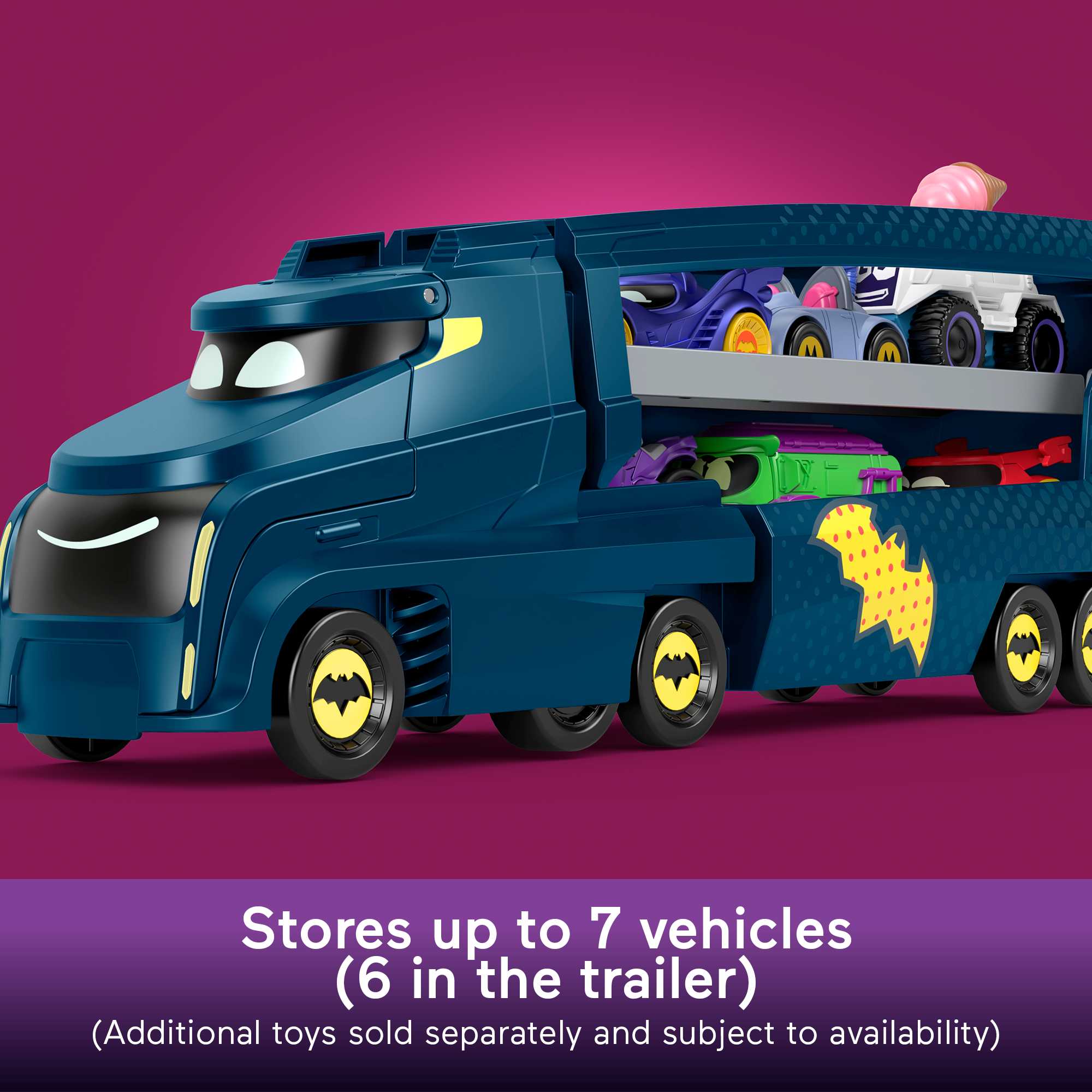 Fisher-Price DC Batwheels Bat-Big Rig Toy Hauler & Car With Ramp & Vehicle Storage