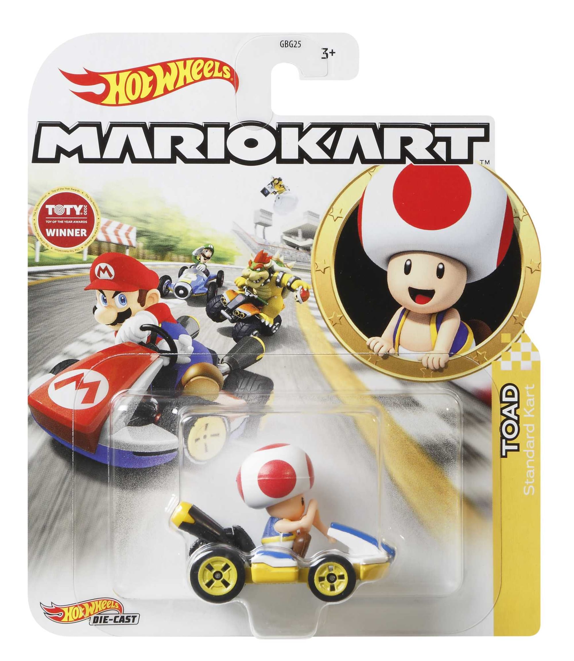 Hot Wheels Mario Kart Veículo de Brinquedo Kart Padrão Toad